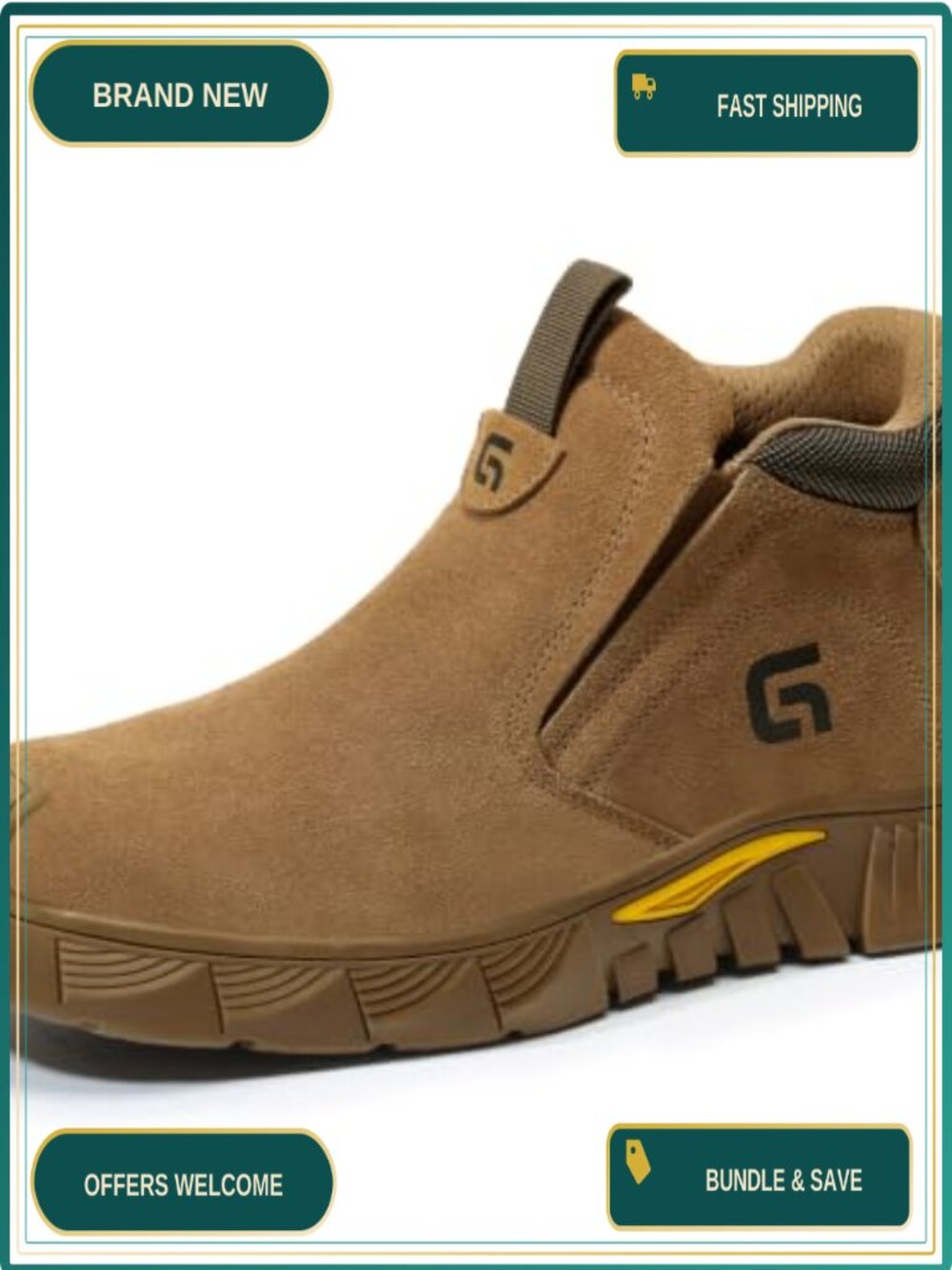 Men's Steel Toe Suede Slip-On Work Boots Welding Industrial ASTM